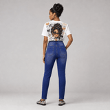 Women's high-waist black and gold button-front jeans with five-button closure and four pockets — additional view 10