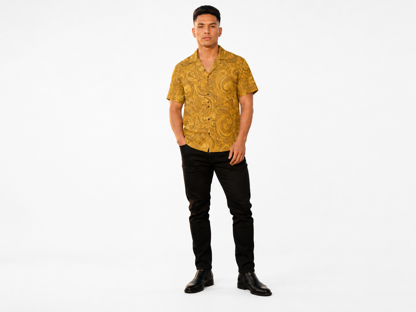 Rich and Rich Men's Golden Designer Shirt