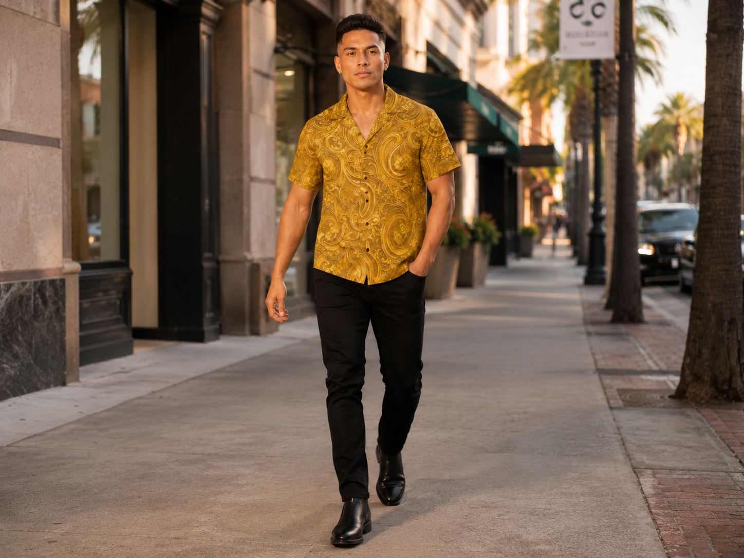 Rich and Rich Men's Golden Designer Shirt