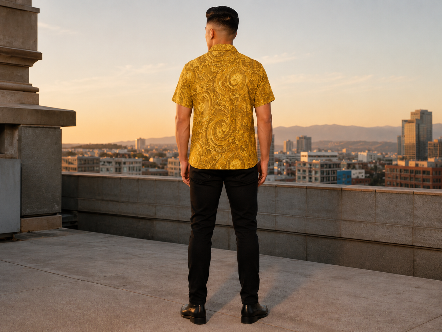 Rich and Rich Men's Golden Designer Shirt