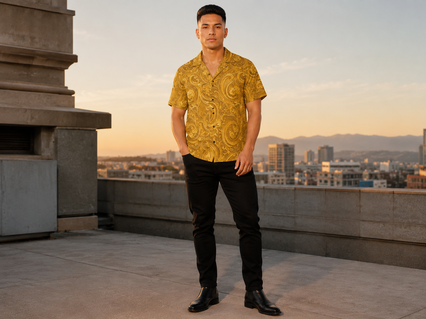 Rich and Rich Men's Golden Designer Shirt