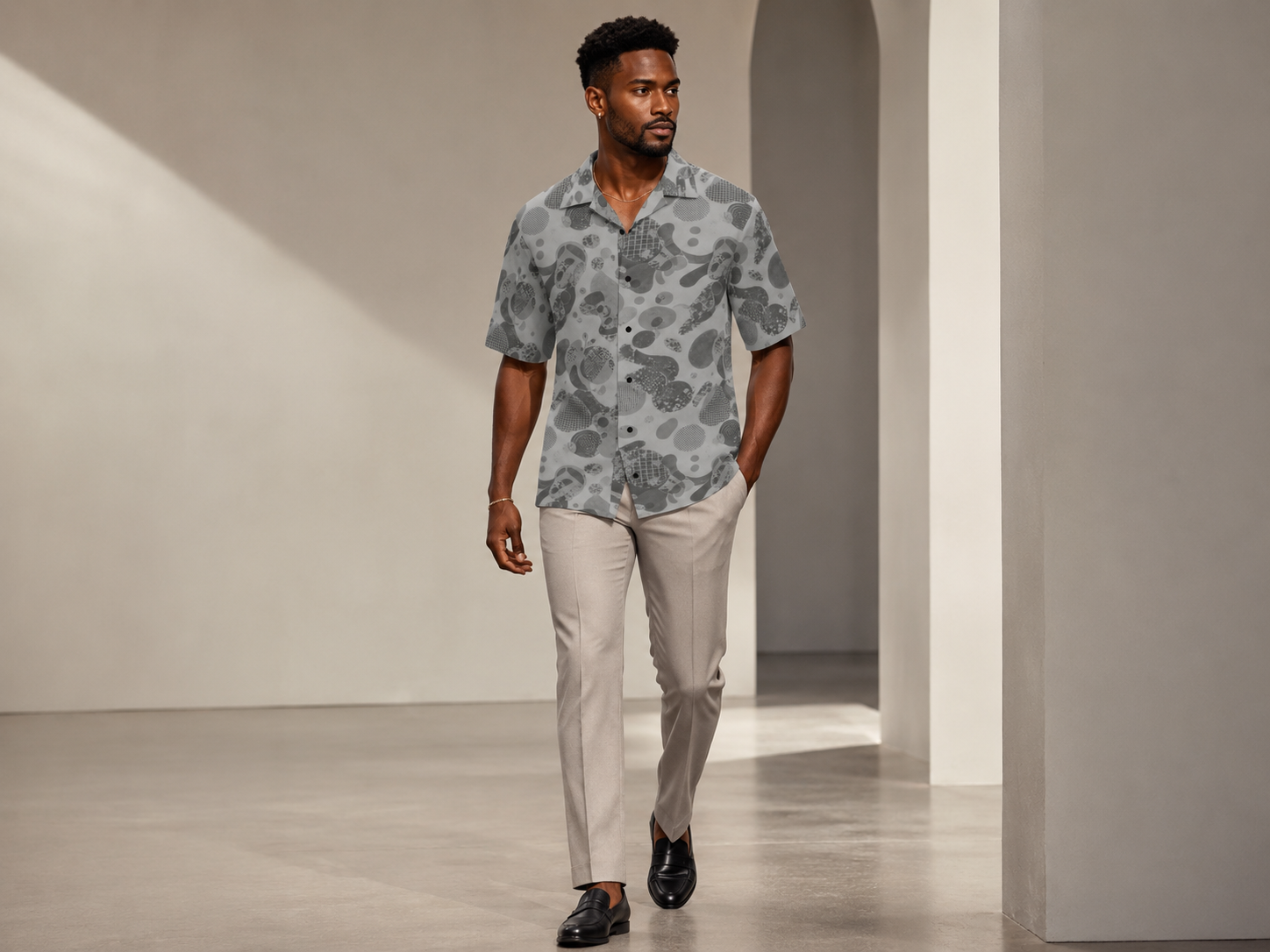 Rich and Rich Men's Gray Fusion Designer Shirt