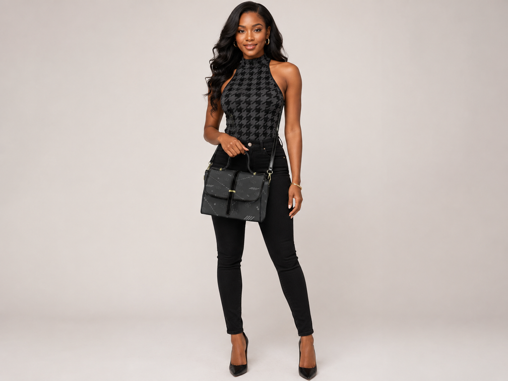 Rich and Rich Women's Leather Black Paw Satchel