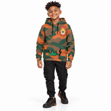 Critter Kicks Boys Orange Camouflage King Of The Jungle Hoodie