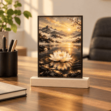 Rich and Rich White Lotus Photo Frame Acrylic Photo  4"x6" with 15cm Stand
