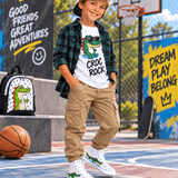 Critter Kicks Boys’ Croc Rock White Canvas High Top Sneakers