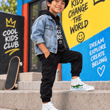 Critter Kicks Boys’ Croc Rock White Canvas High Top Sneakers