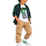 Critter Kicks Boys’ Croc Rock White Canvas High Top Sneakers
