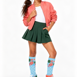 A Critter Kicks Girl Flamingo Blue Polka Dot Socks