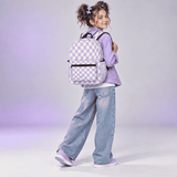 a Retro Checkerboard Lavendar Pastel Girls Large Capacity Backpack