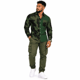 Green Camo Men's Long Sleeve Casual Shirt