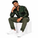 Green Camo Men's Long Sleeve Casual Shirt