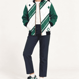 Kicks & Carry Preppy Varsity Stripes Girls Green Bomber Jacket