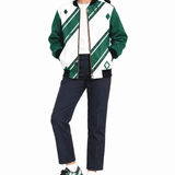Kicks & Carry Preppy Varsity Stripes Girls Green Bomber Jacket