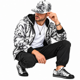 Rich and Rich Men's White Floral Abstract Snapback Hat