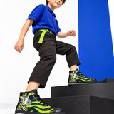 Critter Kicks Zebra Zest Boys Black High Top Sneakers