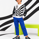 Critter Kicks Zebra Zest Boys White Long Sleeve T-Shirt