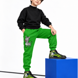 Critter Kicks Zebra Zest Boys Green Sweatpants