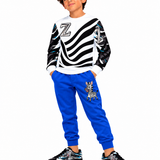 Critter Kicks Zebra Zest Boys White Long Sleeve T-Shirt