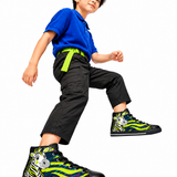 Critter Kicks Zebra Zest Boys Black High Top Sneakers