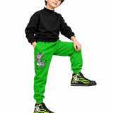 Critter Kicks Zebra Zest Boys Green Sweatpants