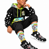 Critter Kicks Zebra Zest Kids Black Clogs