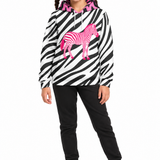 Critter Kicks Zebra Zest Girls Pink and Black Hoodie