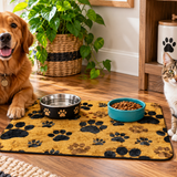 Rich and Rich Paw Print Pet Feeding Mat Pet Feeding Mat 40x30cm