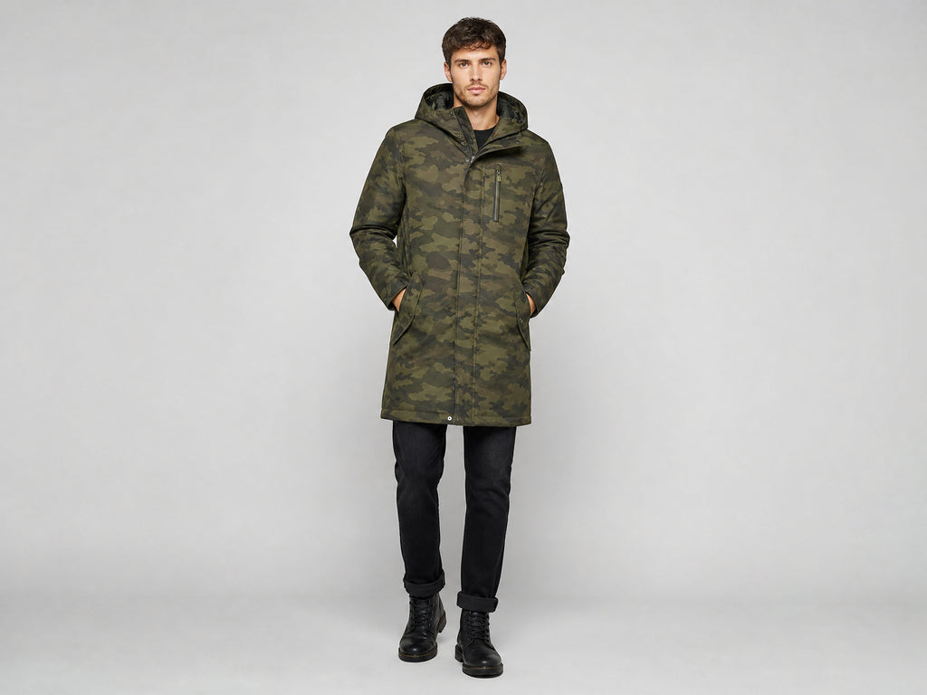 Rich and Rich Camo Green Men's Mid Length Hooded Coat - Rich and Rich Homeopportunities