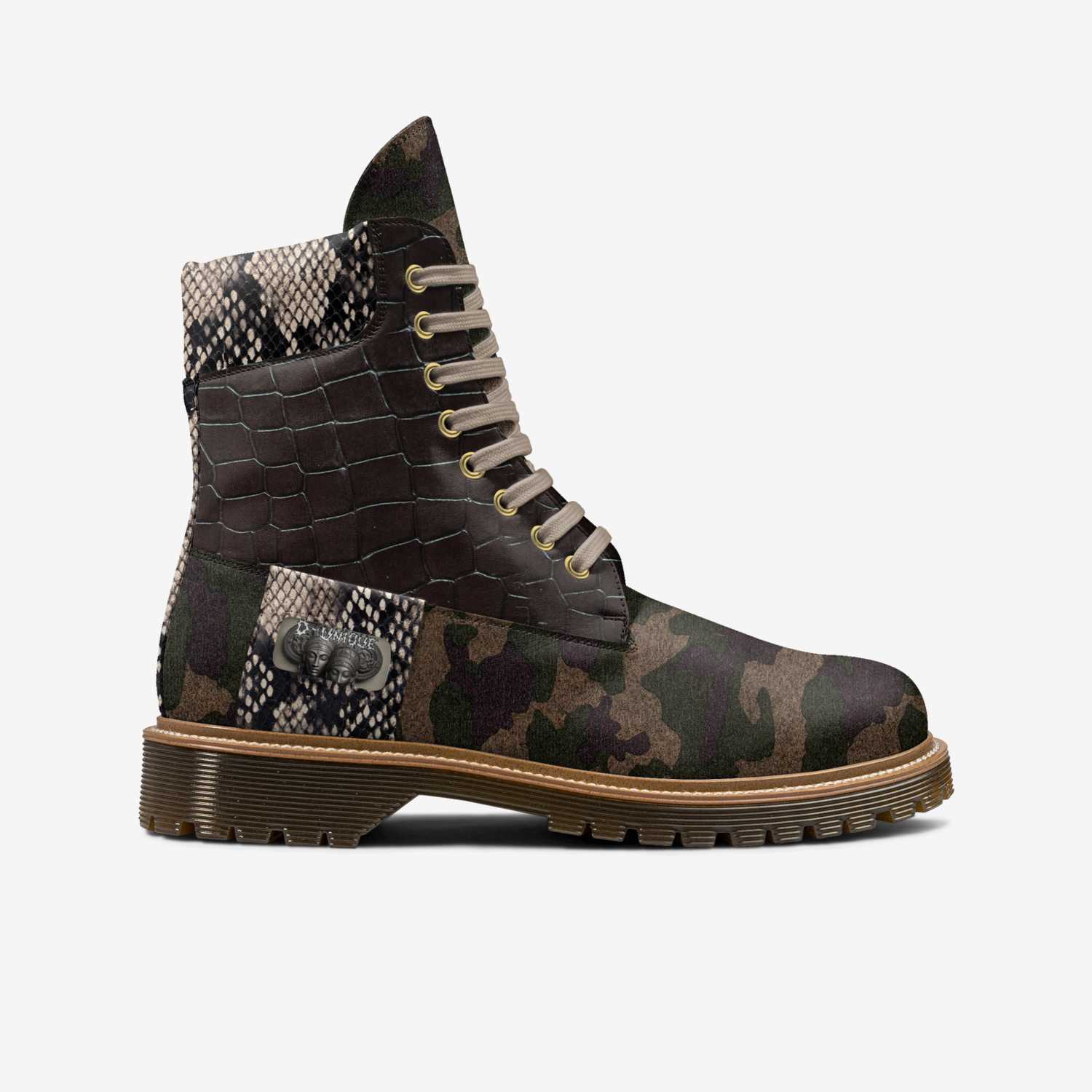 Rich and Rich D-Unique Camo Men's Italian Made High Top Boot in camouflage pattern