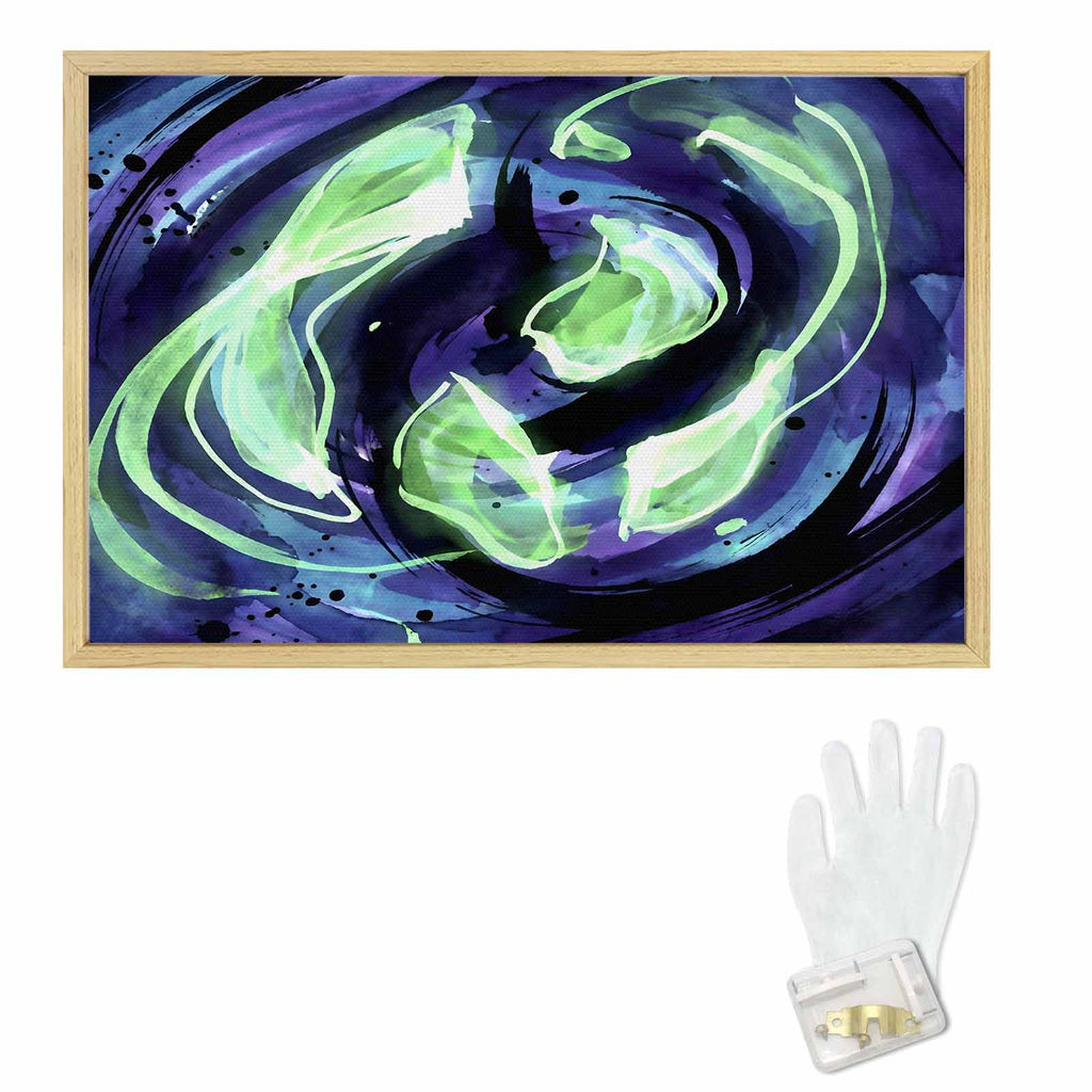 Rich and Rich Nocturne Swirl Ink Natural Wood Frame Painting