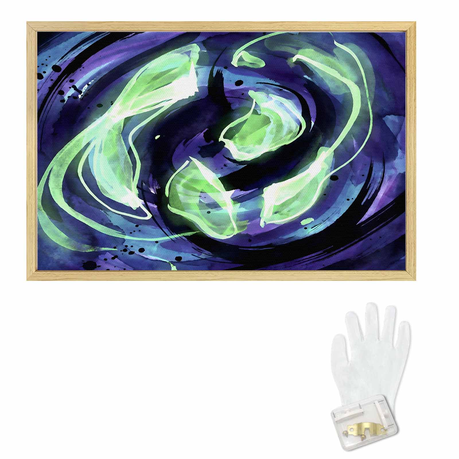 Rich and Rich Nocturne Swirl Ink Natural Wood Frame Painting