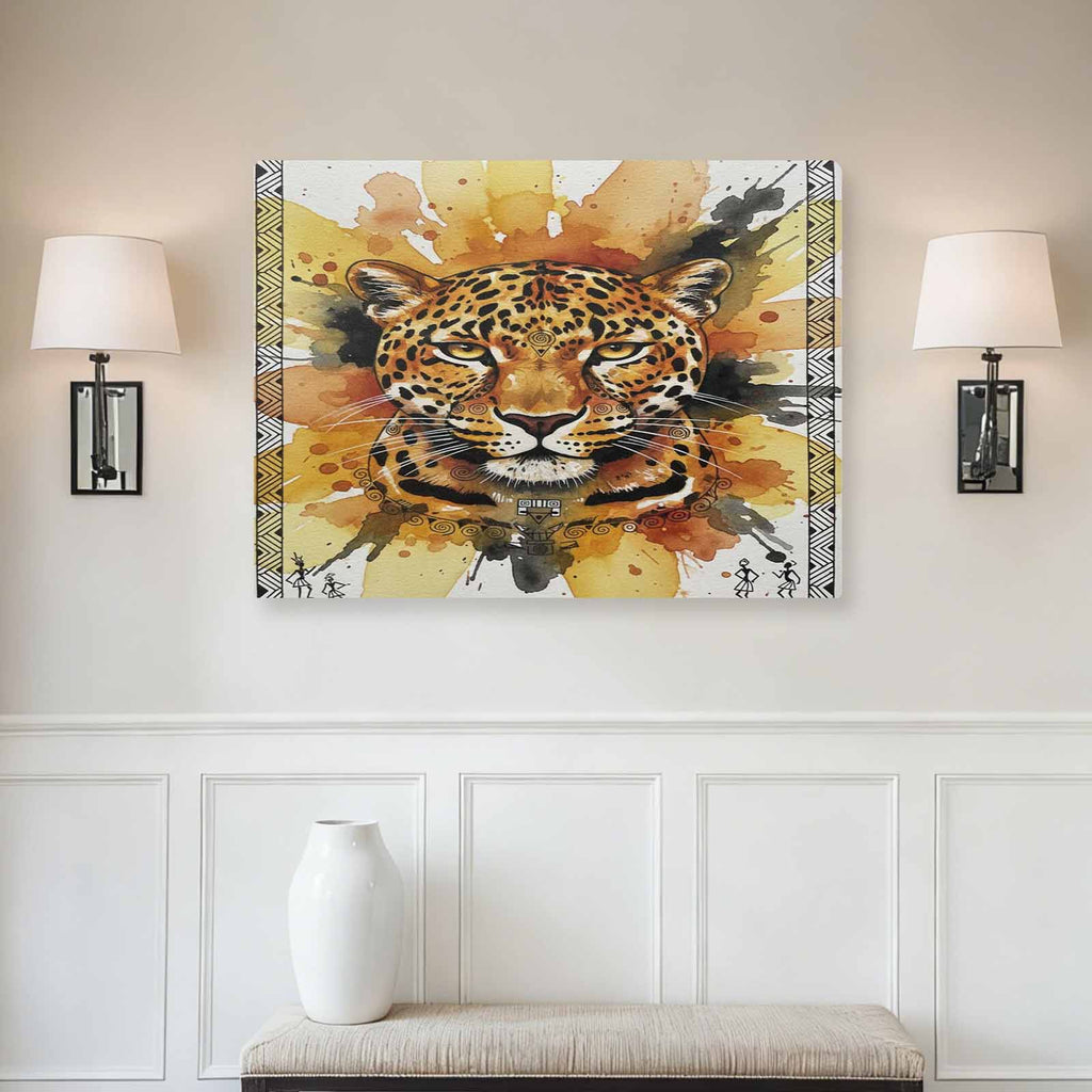 Rich and Rich Leopard 32x24 inch canvas wall art featuring vivid leopard design