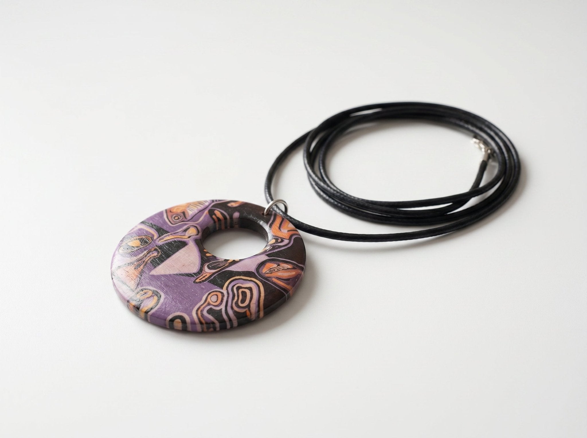 Purple Abstract Wooden Pendant Organic Shapes - Rich and Rich Homeopportunities
