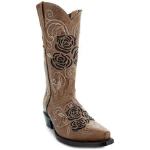 Load image into Gallery viewer, Tan Rose Inlayed Women&#39;s Cowgirl Boots (M50032)
