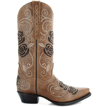 Load image into Gallery viewer, Tan Rose Inlayed Women&#39;s Cowgirl Boots (M50032)
