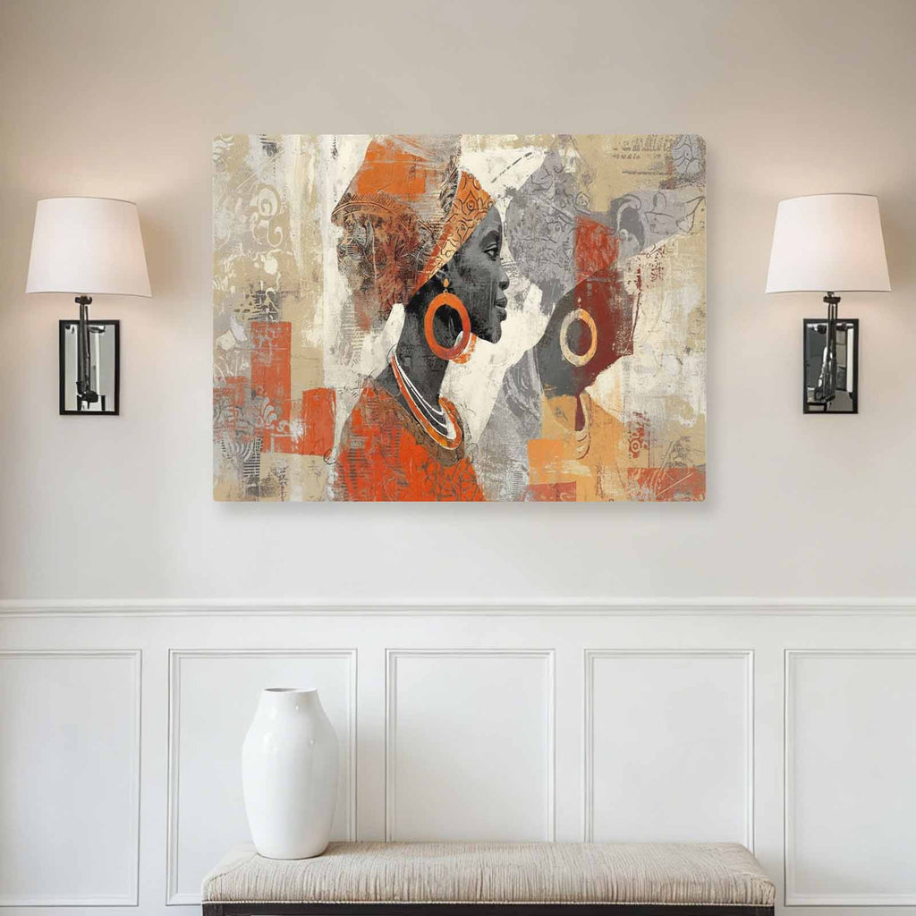 Rich and Rich Portrait of Me 32x24 vibrant canvas wall art hanging on a living room wall