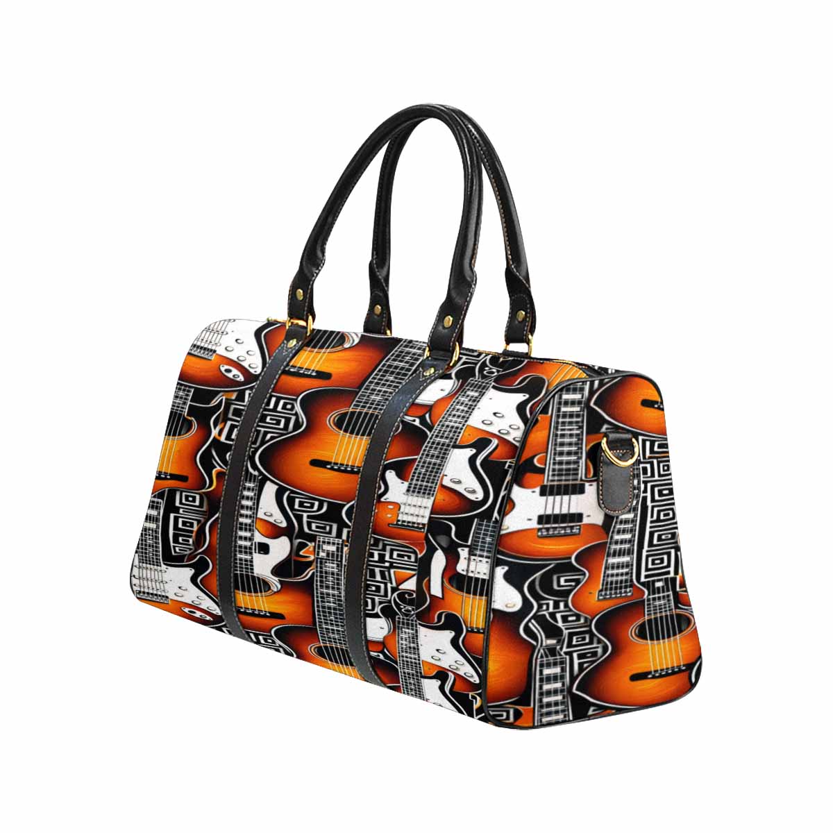 Rich and Rich Orange Pattern Guitar Graphic Travel Bag