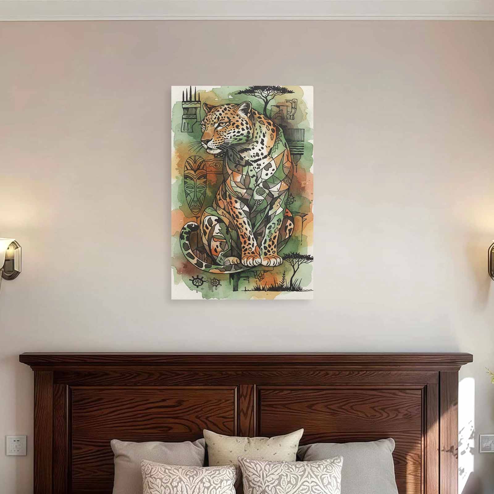 Rich and Rich Safari Abstract Leopard Scene 24 x 36 Canvas Wall Art