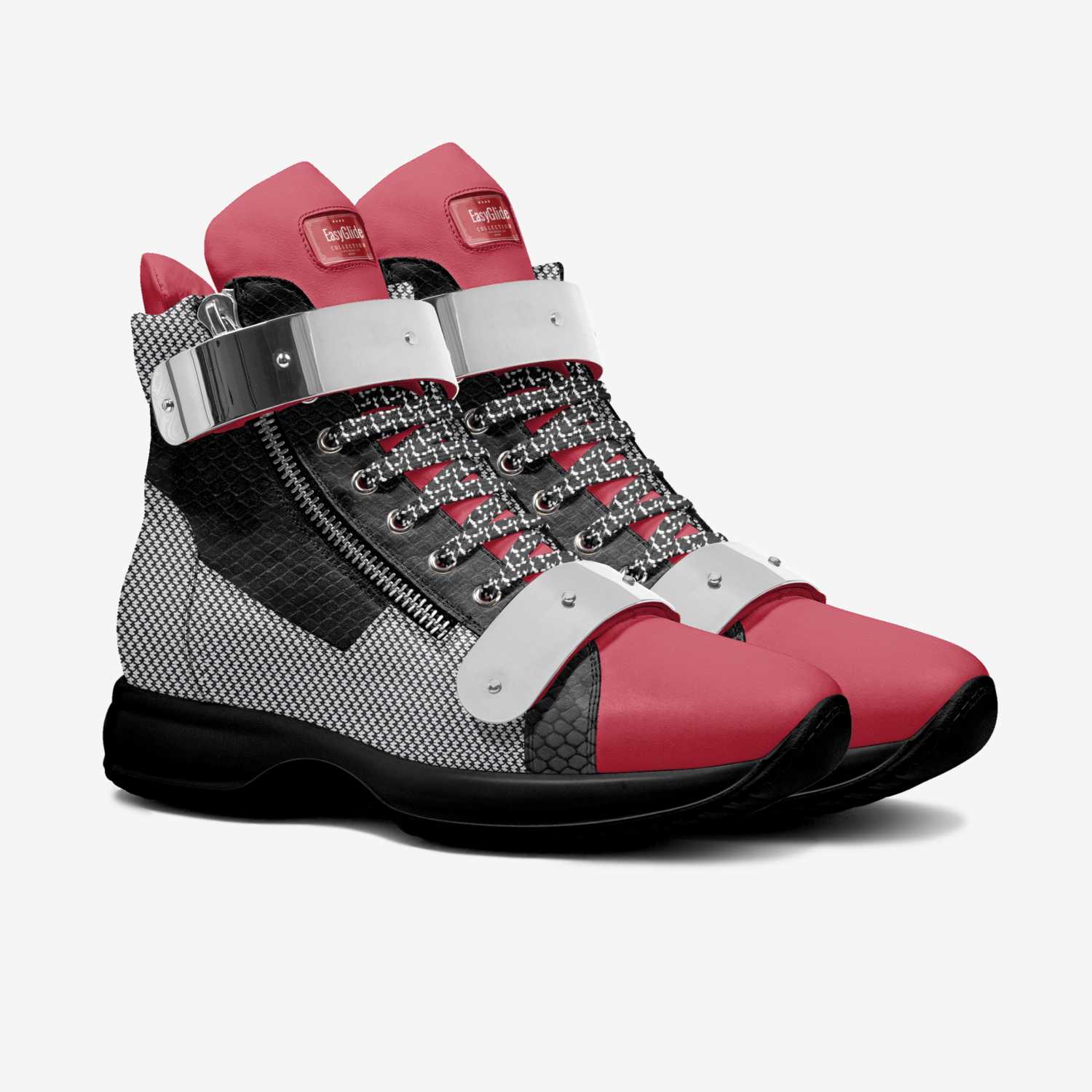 Rich and Rich Red and Black Metallic EasyGlide High Top Men's Sneaker