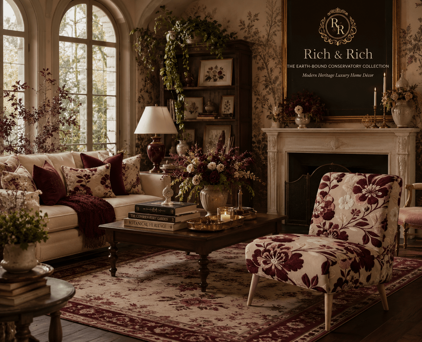 Rich and Rich Bordeaux Conservatory Beige Floral Occasional Chair - Rich and Rich Homeopportunities