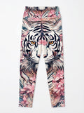 Rich & Rich White Tiger Cherry Blossom All-Over Print Leggings flat mockup