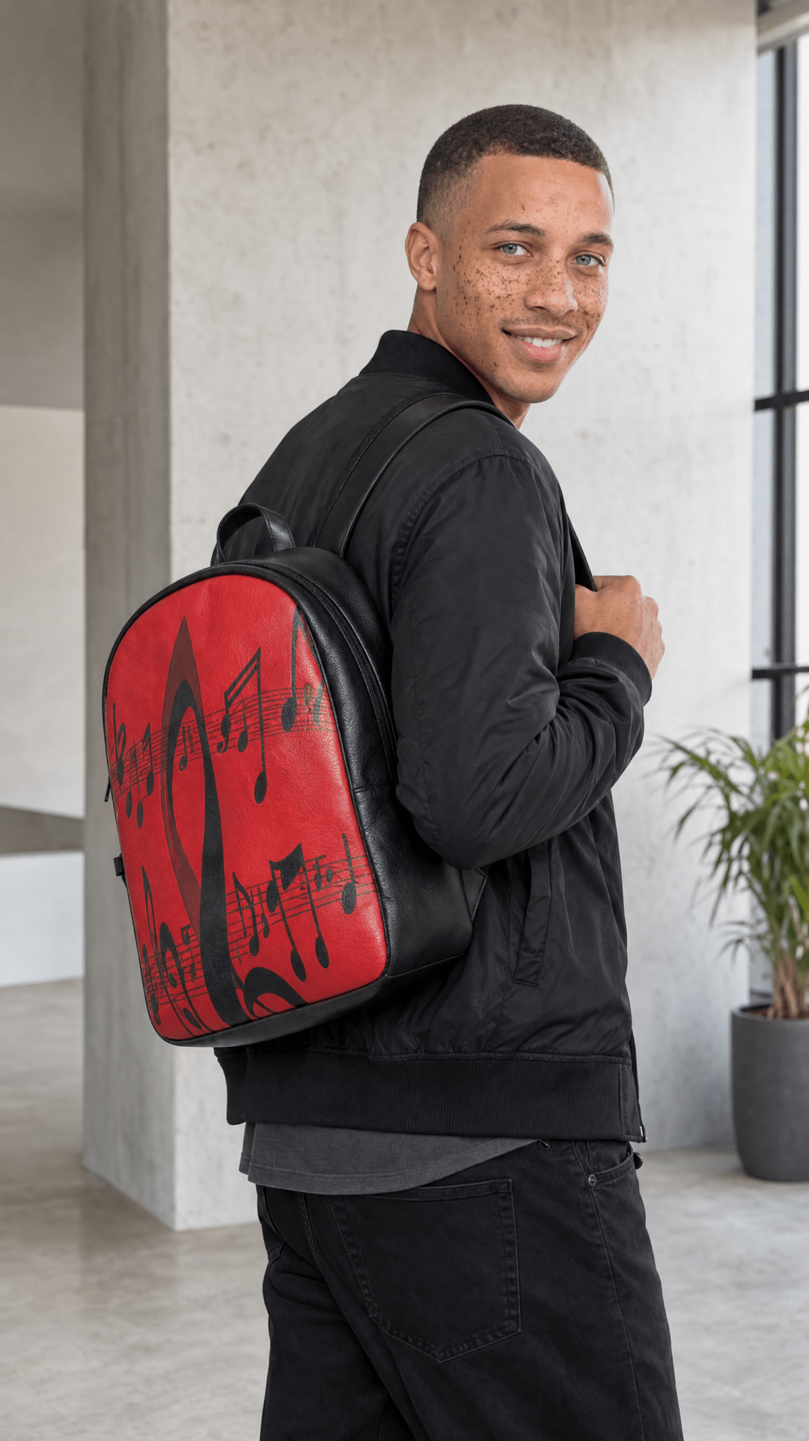 Rich and Rich Musical Notes Red Colville Leather Backpack - Rich and Rich Homeopportunities