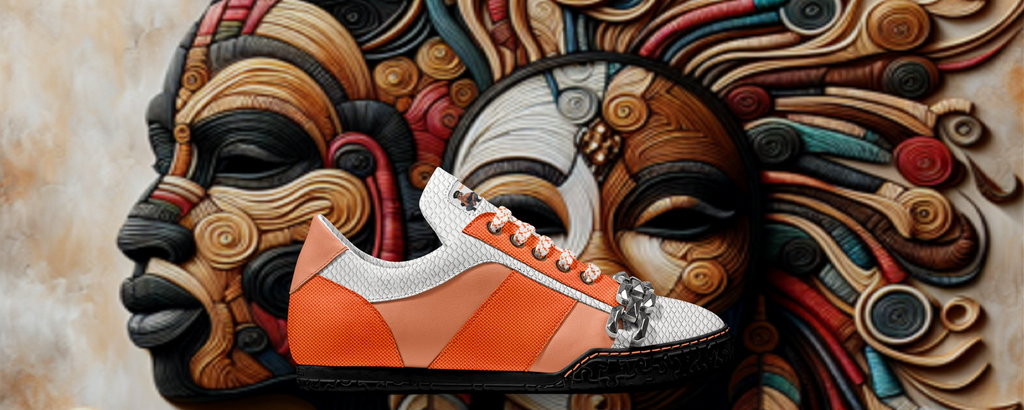 Rich and Rich Women's Orange Fearless Appeal Minimal Metal Low Top Sneakers with chunky chain detail