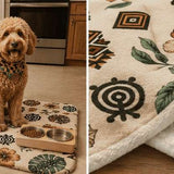 Tropical Tribal Pet Mat 25×18 in — Soft Flannel Fleece