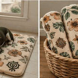 Tropical Tribal Pet Mat 25×18 in — Soft Flannel Fleece