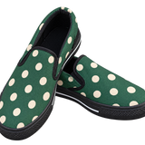 Rich and Rich Women's Forest Green Cream Polka Dot Canvas Slip On Shoes
