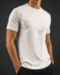 Vertex Parametric Wave T-Shirt in off-white with graphite geometric Vertex menswear design