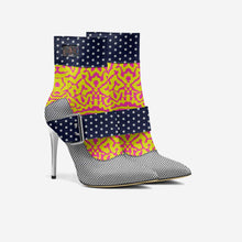 Load image into Gallery viewer, Rich and Rich GrafittiBliss Polka Dot and Fushia Yellow High Heel Belt Women&#39;s Boot
