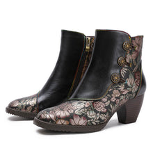 Load image into Gallery viewer, Baylor Retro Handmade Floral Ankle Boots
